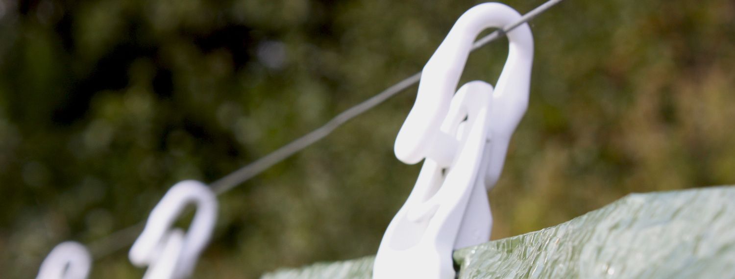 Shackles holding tarp